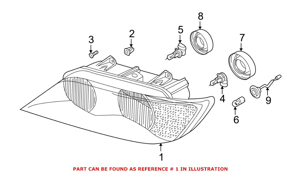 BMW Headlight Assembly - Driver Side (Halogen) 63128389517